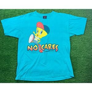 Vintage 1993 Tweety Bird No Cares T-Shirt XL Garment Graphics USA Looney Tunes